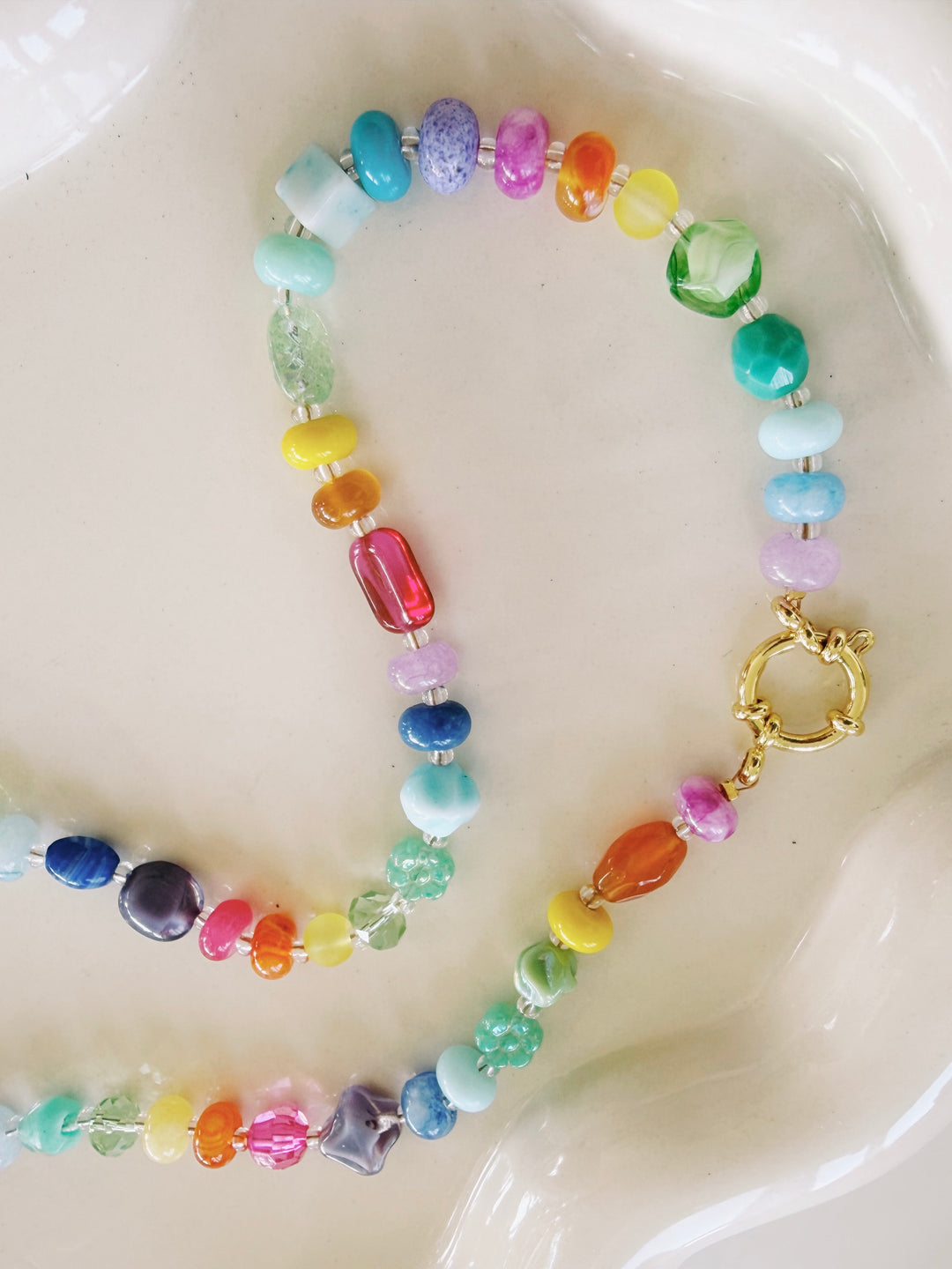 Vintage Rainbow Gemstone Necklace, Small Batch