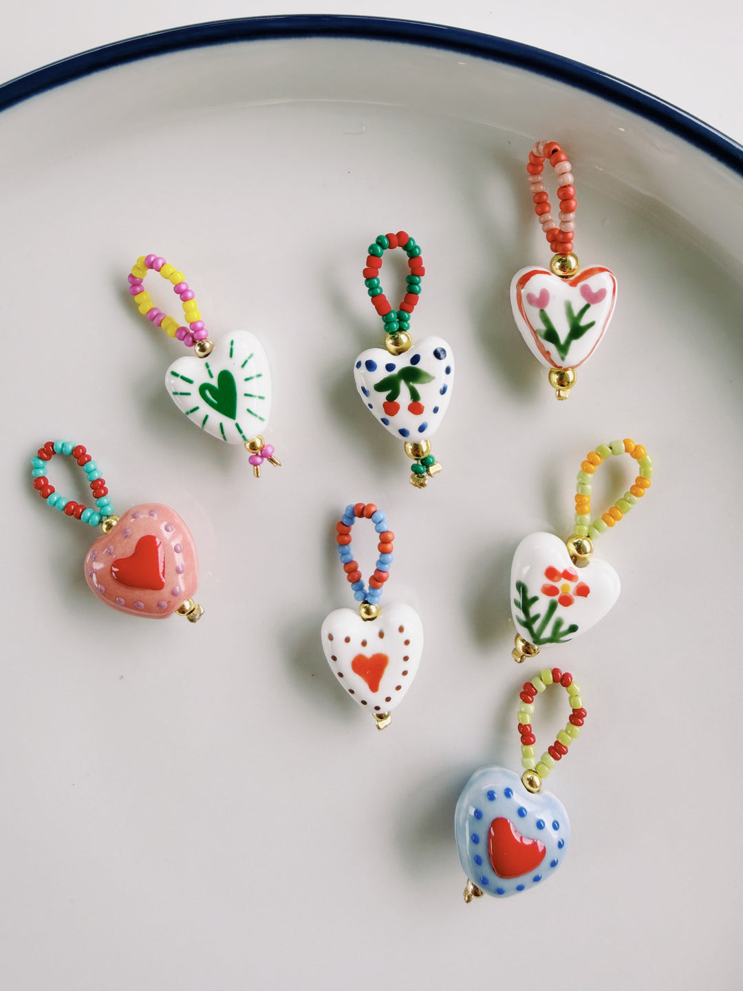 Beaded Heart Charm, Bead Girl Summer