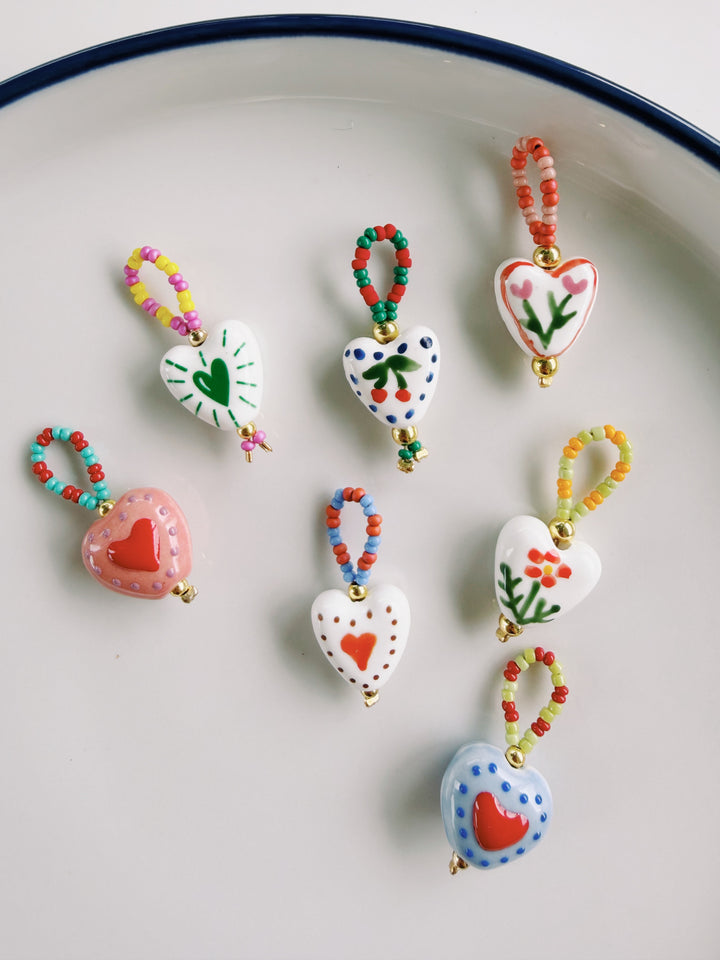 Beaded Heart Charm, Bead Girl Summer