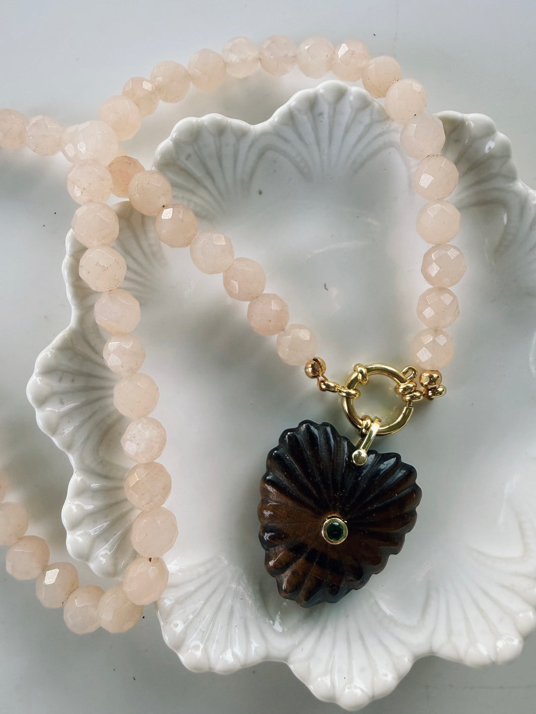 Pink Quartz Gemstone Necklace, Autumn Heirloom