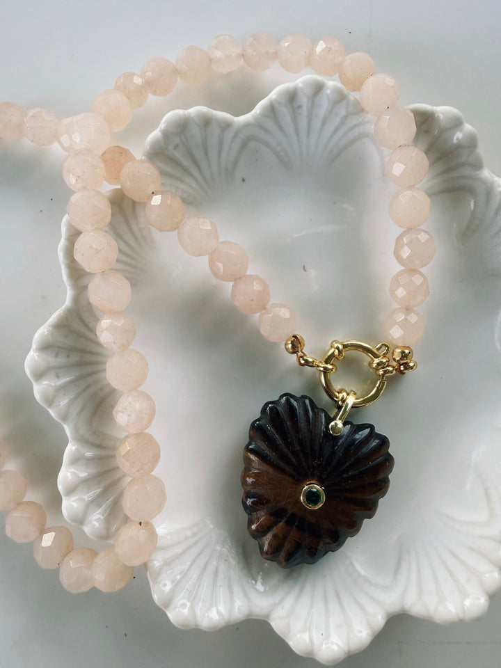 Pink Quartz Gemstone Necklace, Autumn Heirloom