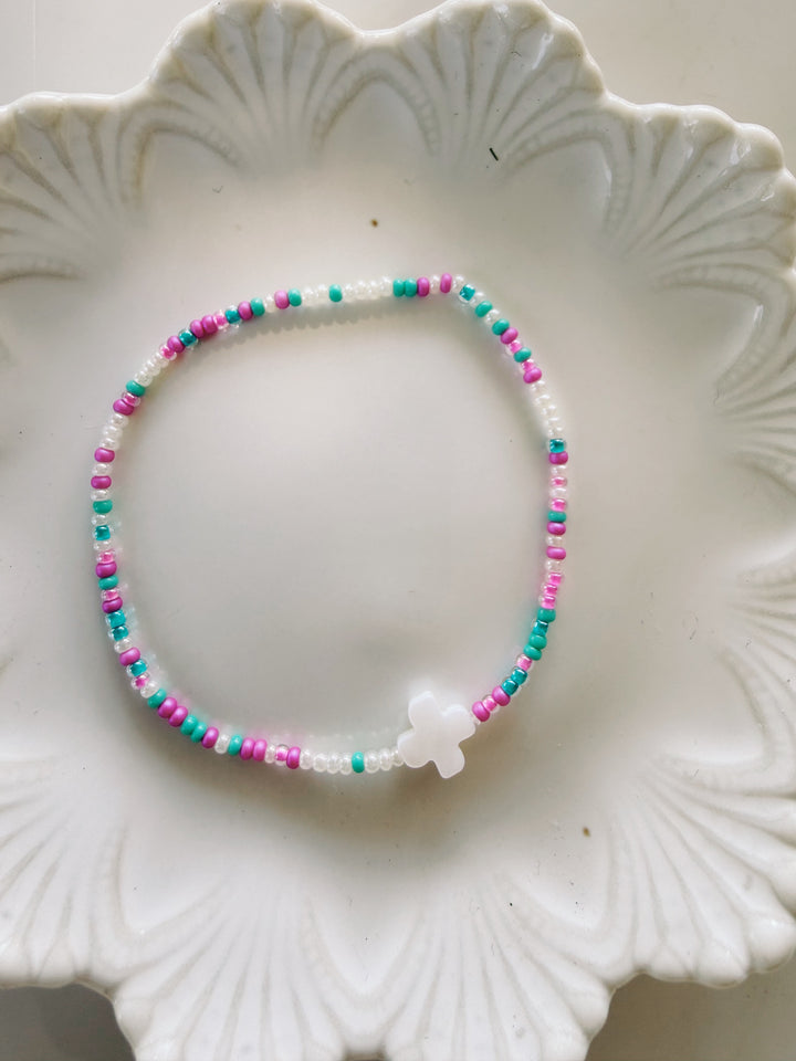 Mother of Pearl Cross Bracelet