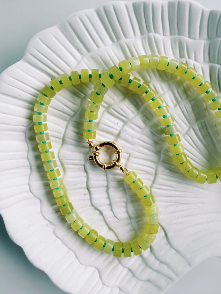 Lemon Jade Necklace, Bead Girl Summer