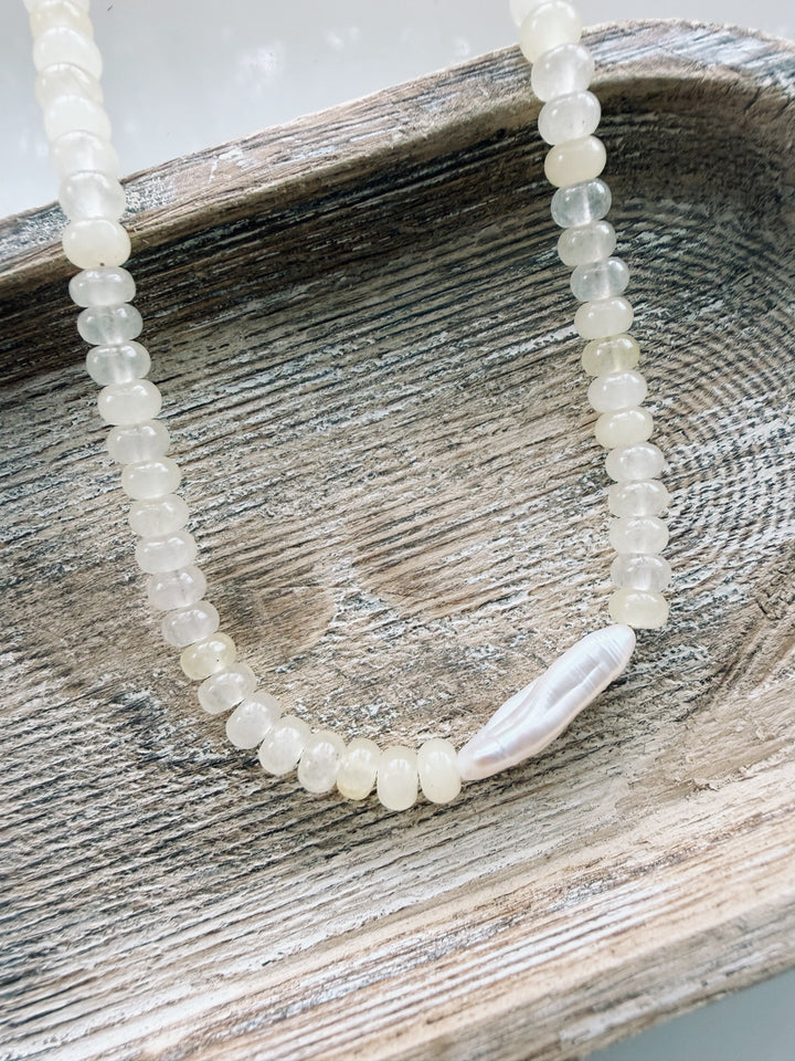 Butter Pearl Gemstone Necklace, Sweater Weather