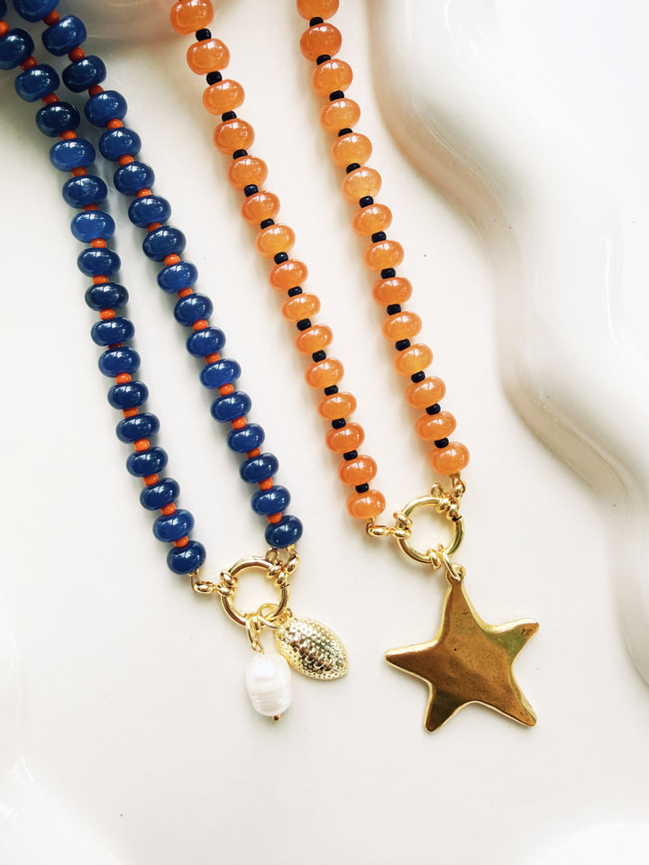 Navy + Orange Necklaces, Game Day