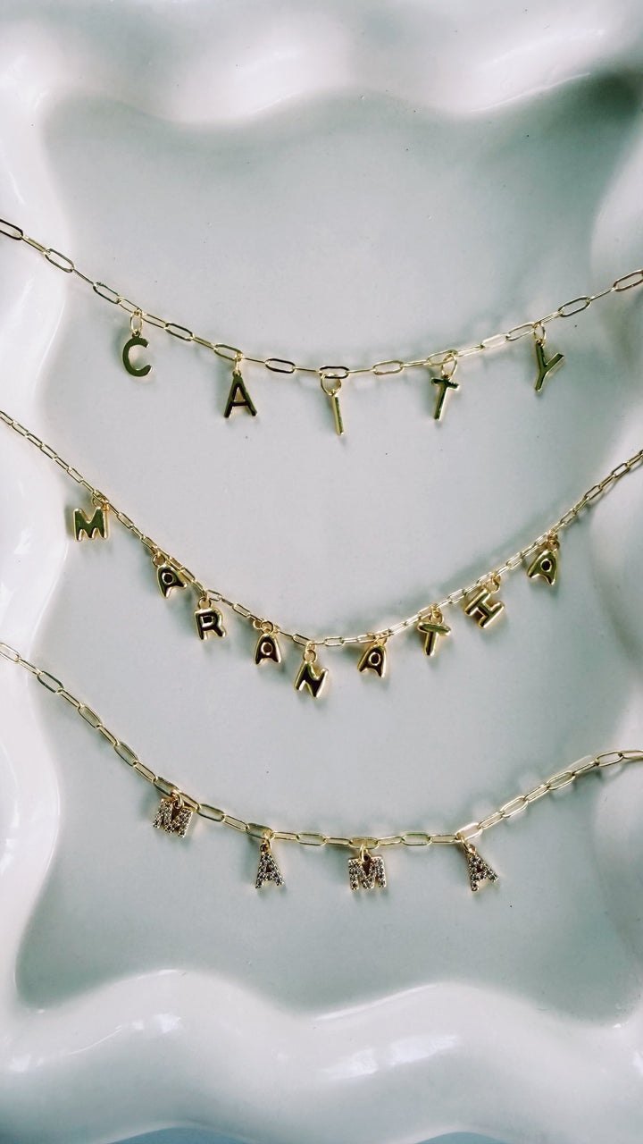 Custom Pavé Letter Necklace, Charm Society