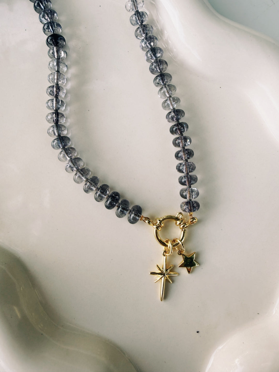 Dusk Glass Necklace with Charms, Stars