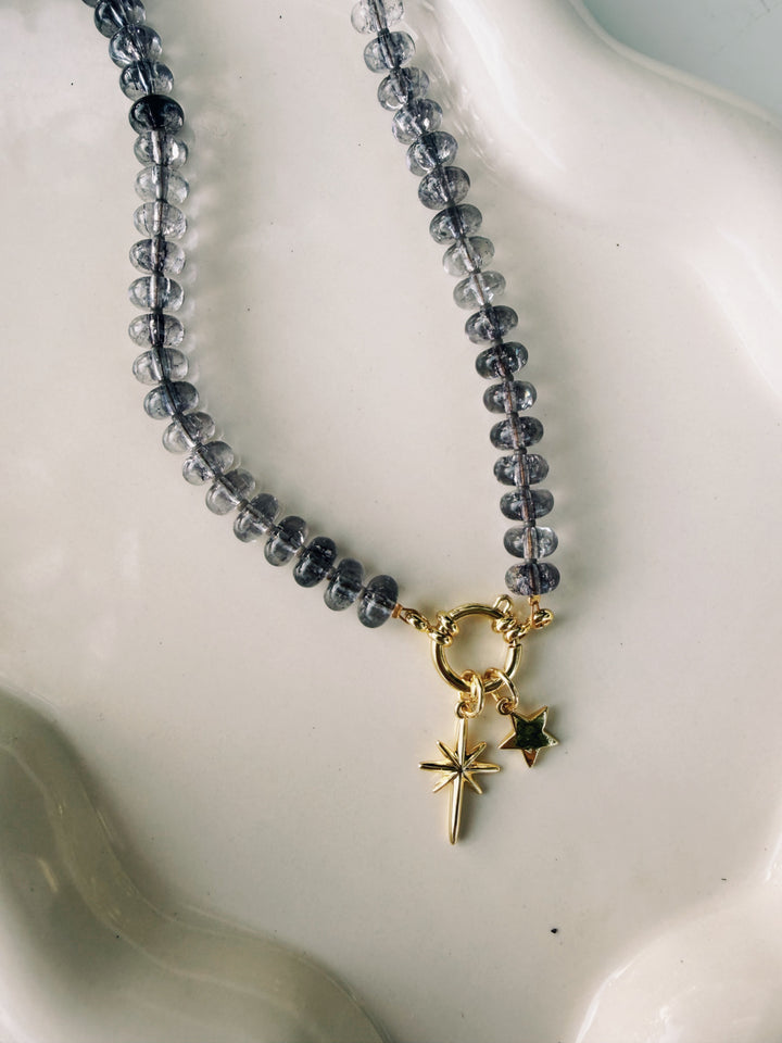 Dusk Glass Necklace with Charms, Stars
