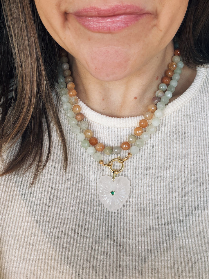 Aqua Quartz Gemstone Necklace, Autumn Heirloom