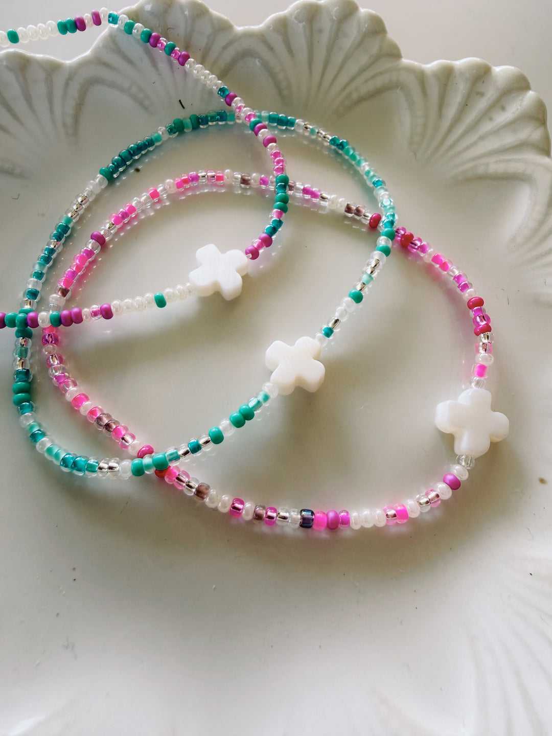 Mother of Pearl Cross Bracelet