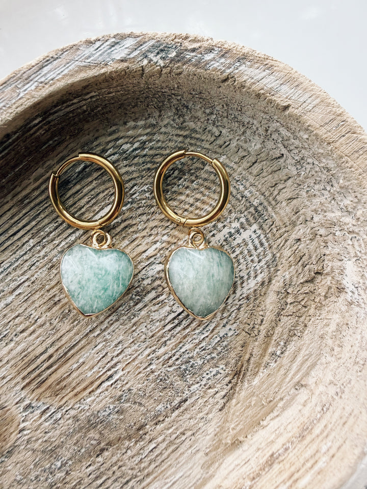 Gemstone Heart Earrings, Sweater Weather