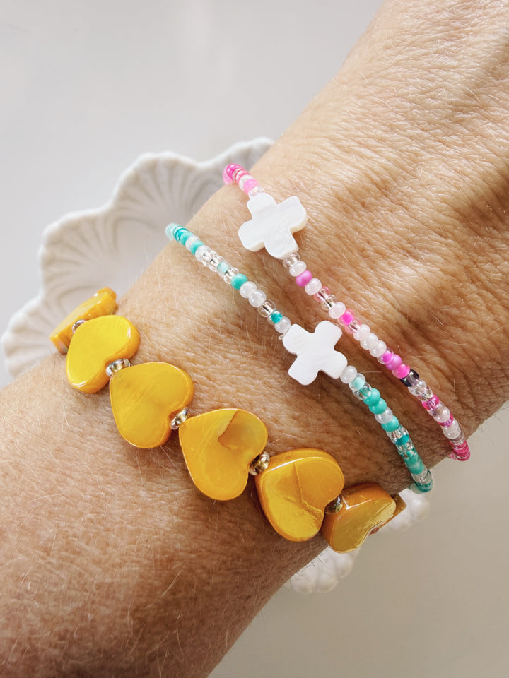 Mother of Pearl Cross Bracelet