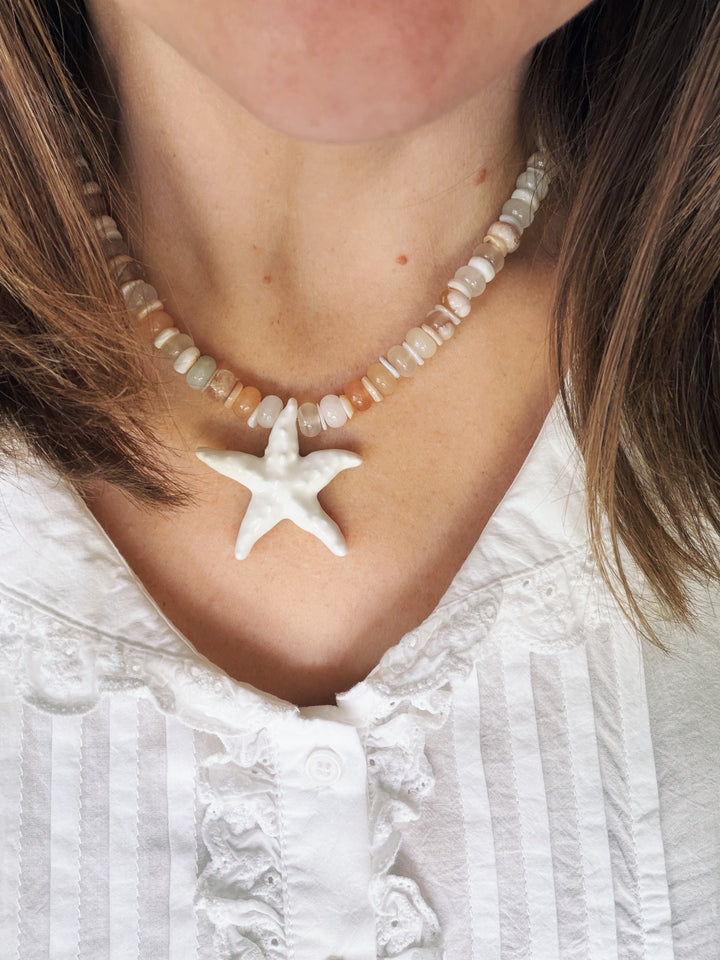 Starfish Stone & Shell Necklace, Sunkissed