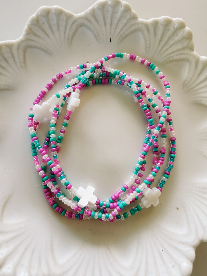 Mother of Pearl Cross Bracelet