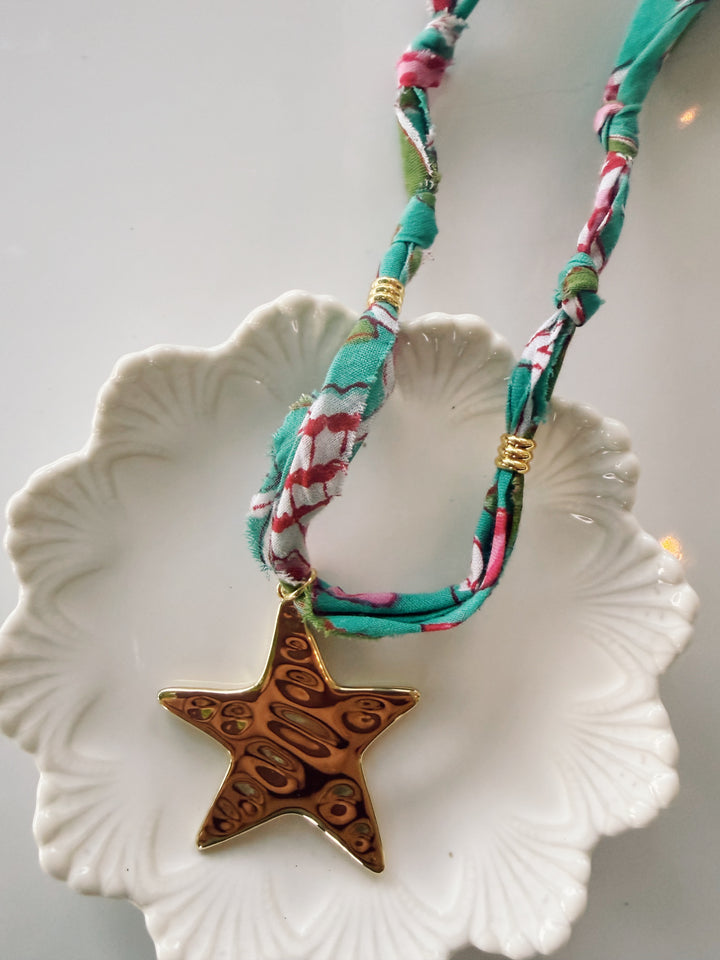 Star Bandana Necklace, Blockprint & Bandana