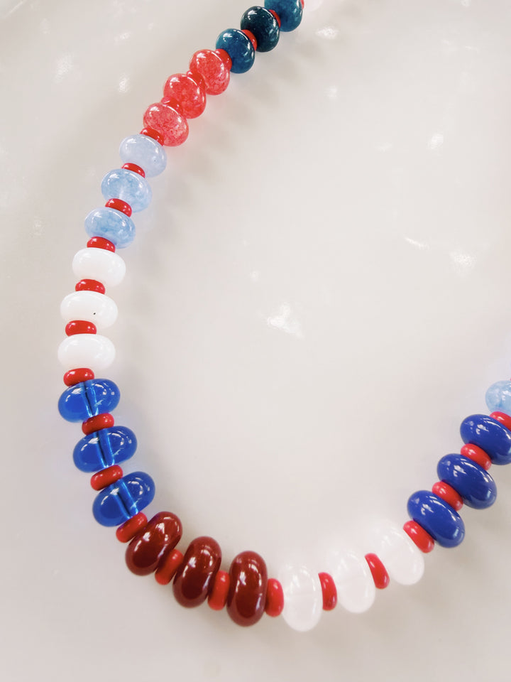 Americana Stone and Glass Necklace, America 250