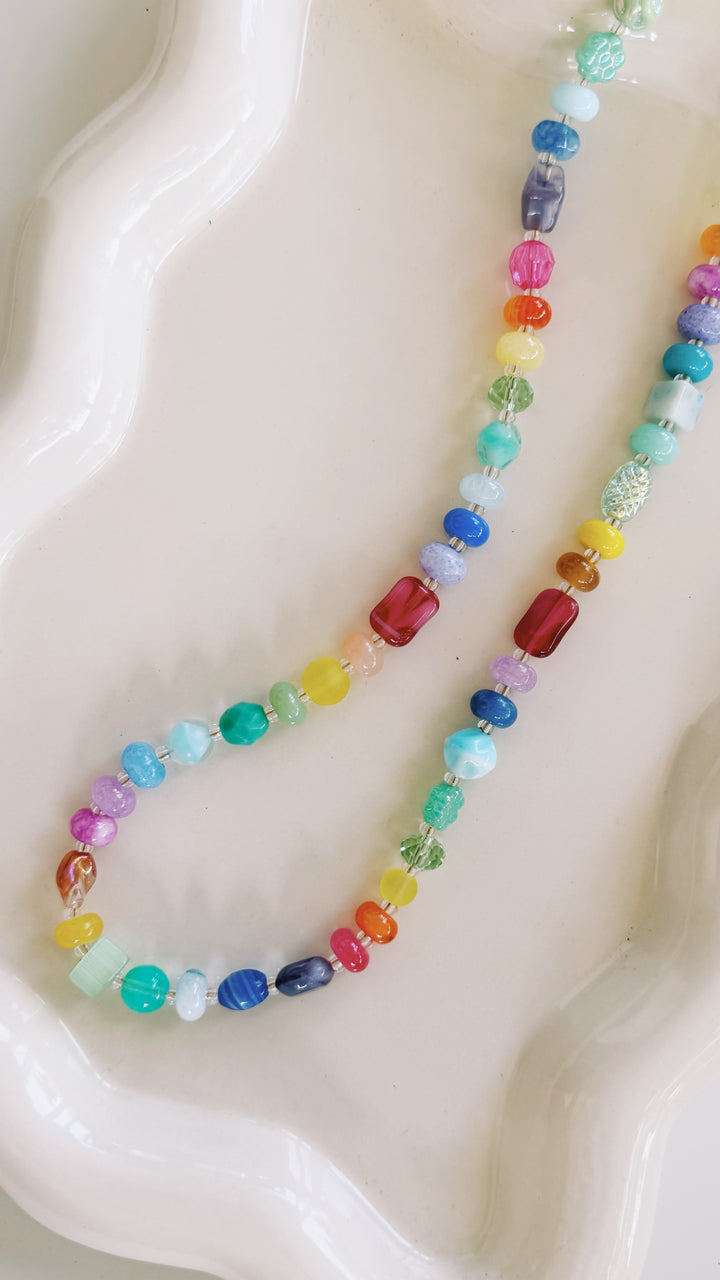 Vintage Rainbow Gemstone Necklace, Small Batch