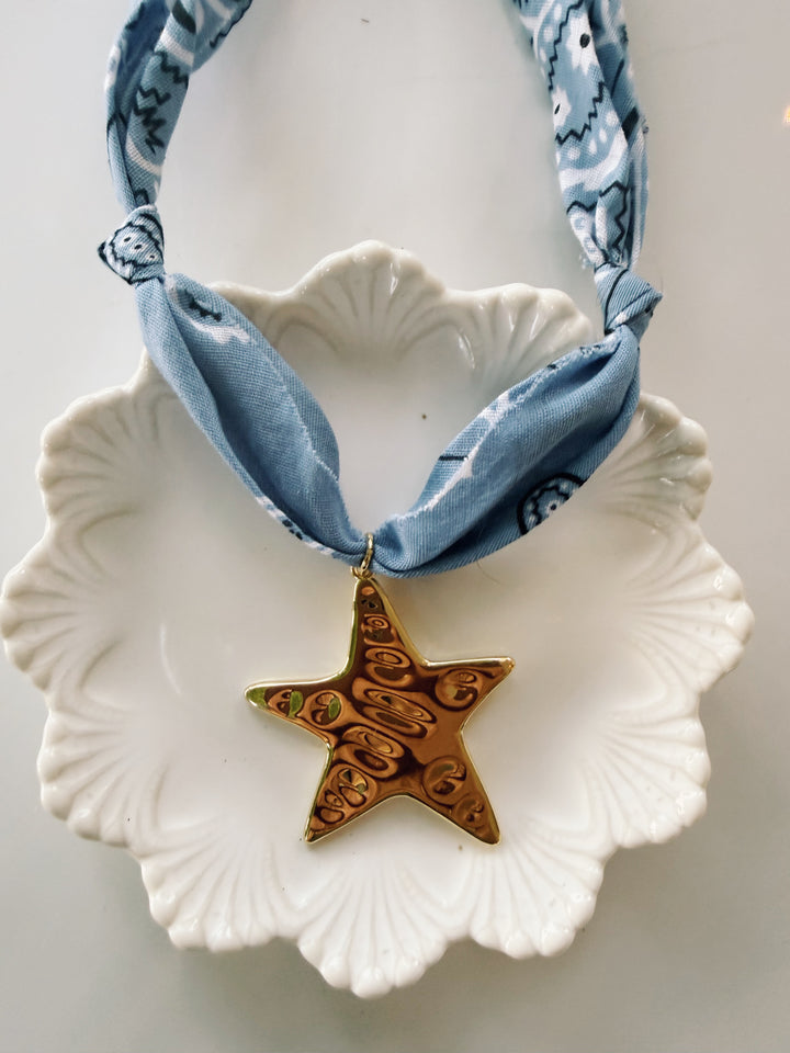 Star Bandana Necklace, Blockprint & Bandana