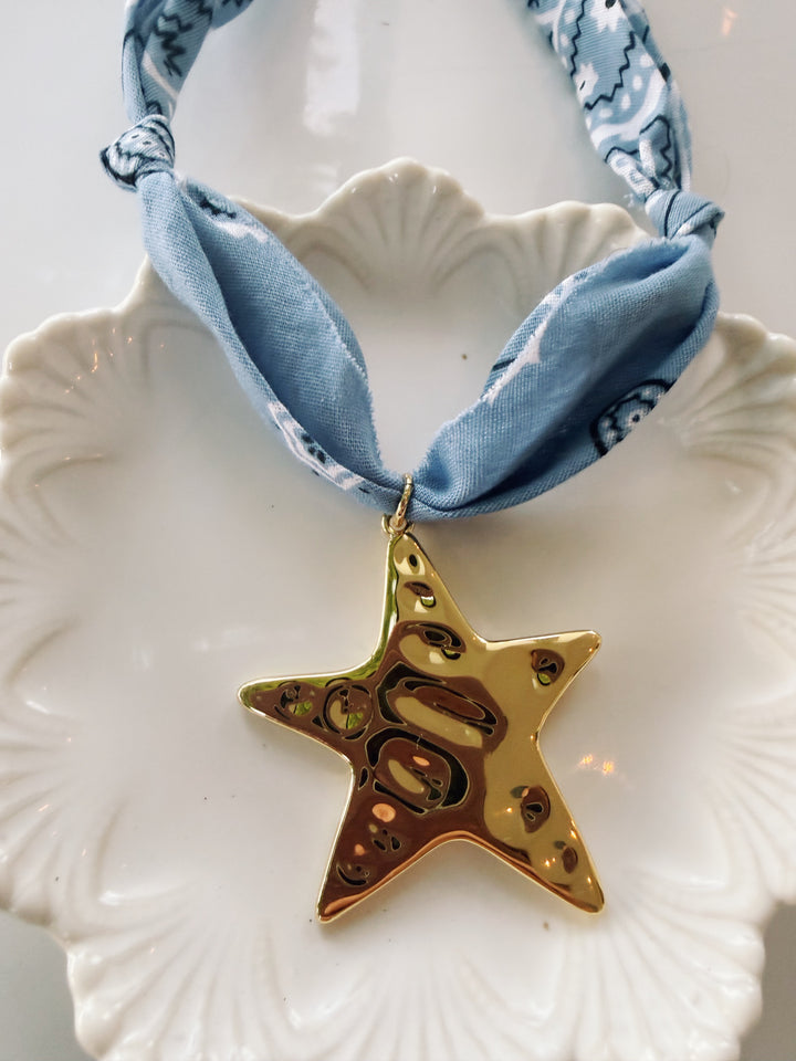 Star Bandana Necklace, Blockprint & Bandana