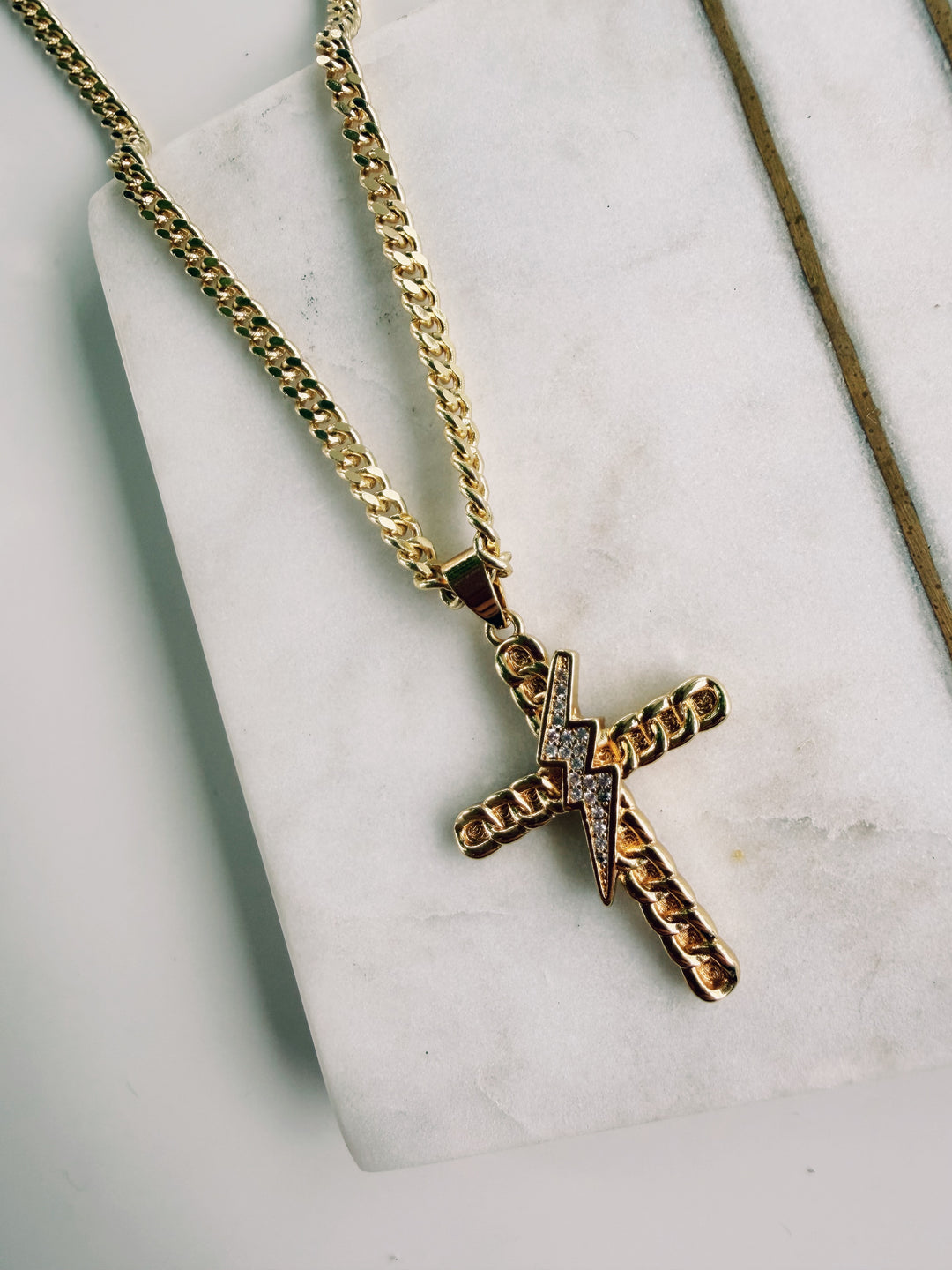 Lightning Cross Necklace, Field Warrior