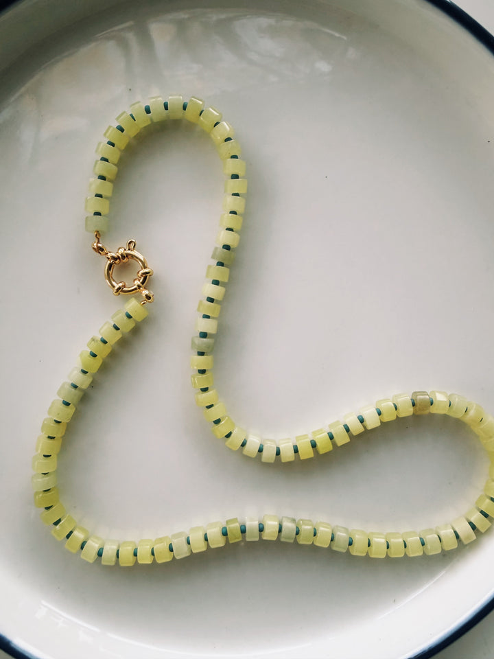 Citron Disk Gemstone Necklace, Sweet Heritage