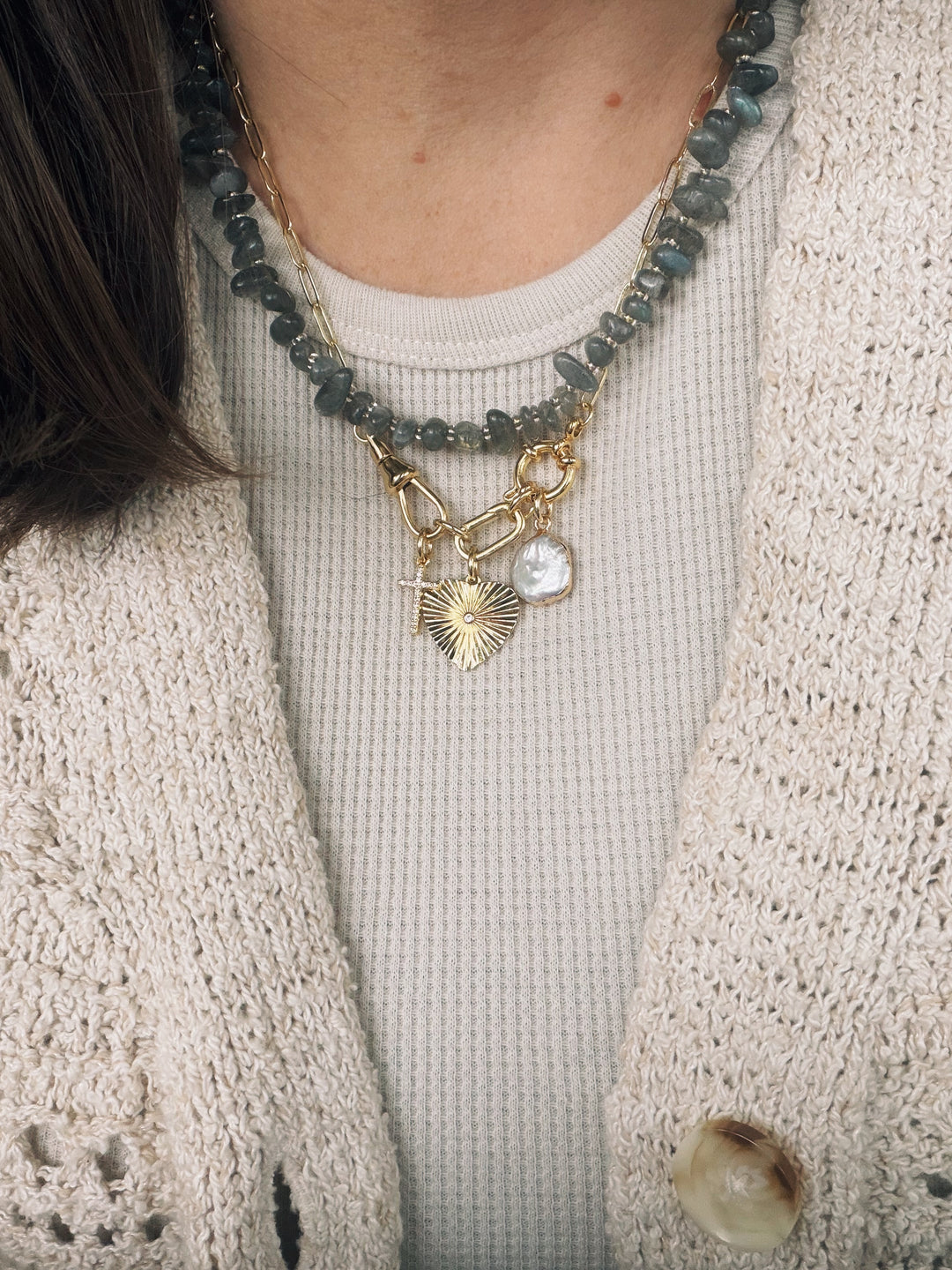 PRE-ORDER: Labradorite Gemstone Necklace, Sweater Weather
