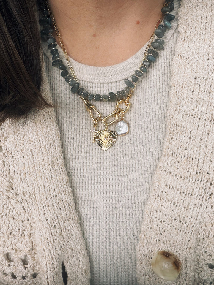 PRE-ORDER: Labradorite Gemstone Necklace, Sweater Weather
