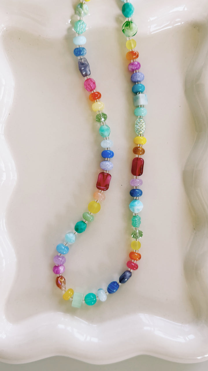 Vintage Rainbow Gemstone Necklace, Small Batch