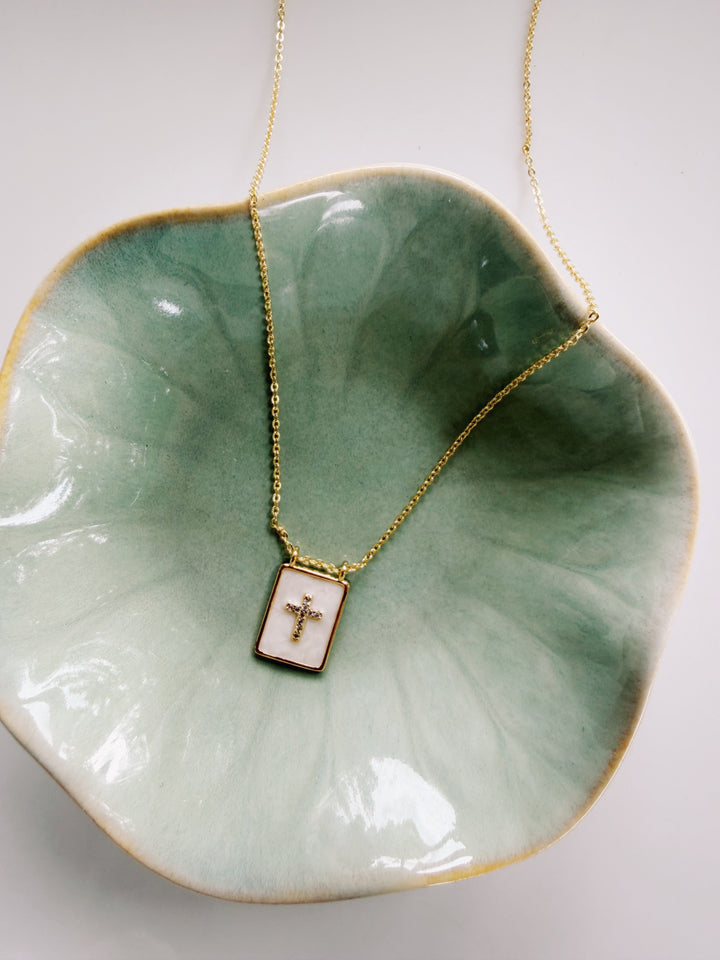 Enamel Cross Necklace, Daily Grace