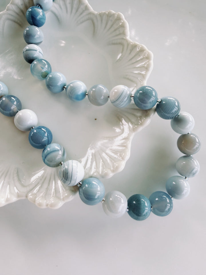 Chambray Stone Necklace, Vintage Flora