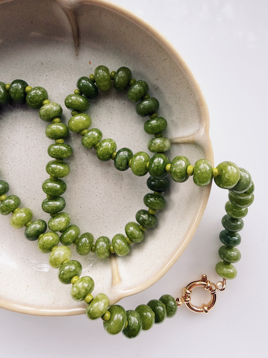 Olive Gemstone Necklace, Sweater Weather