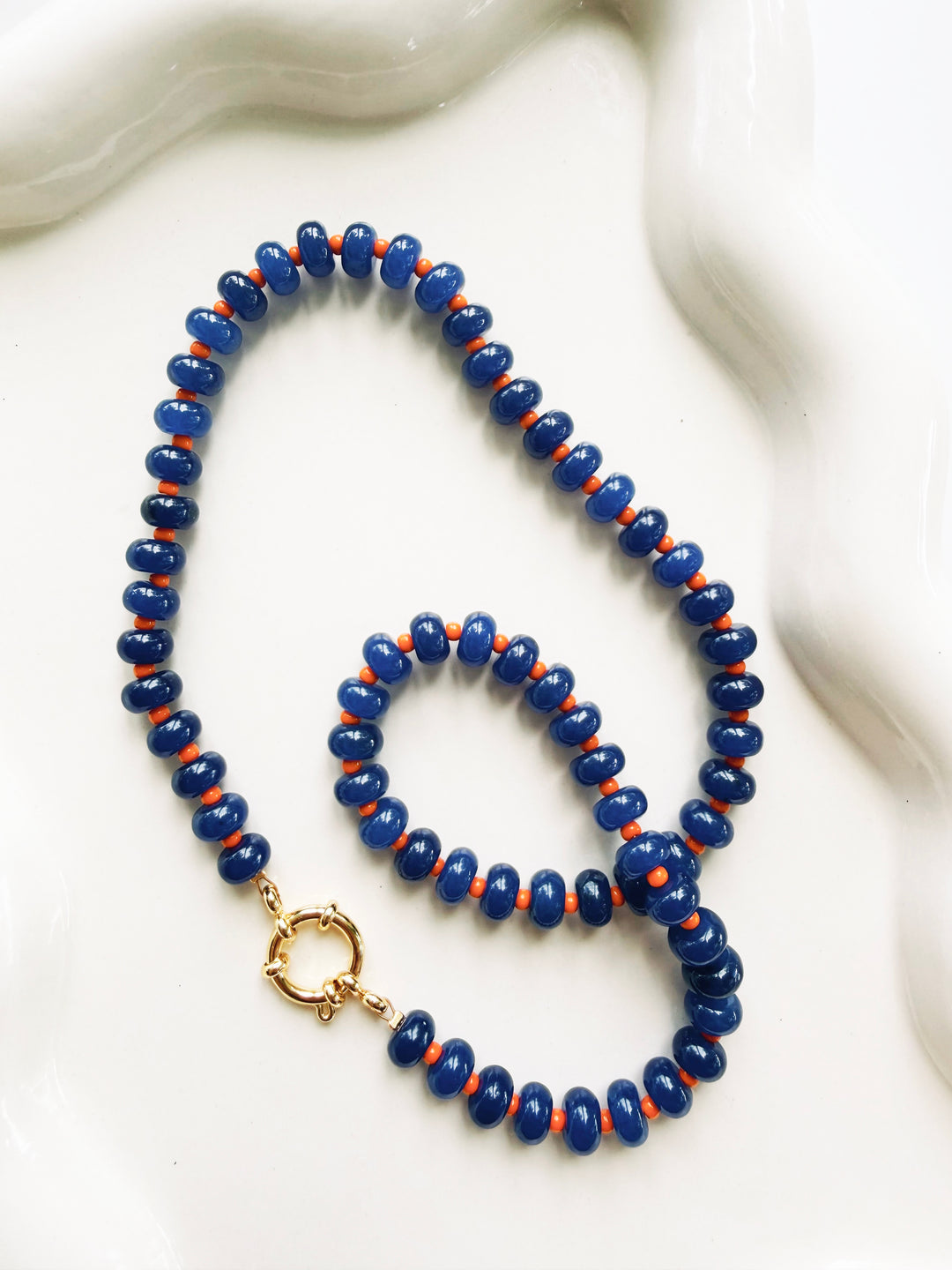 Navy + Orange Necklaces, Game Day