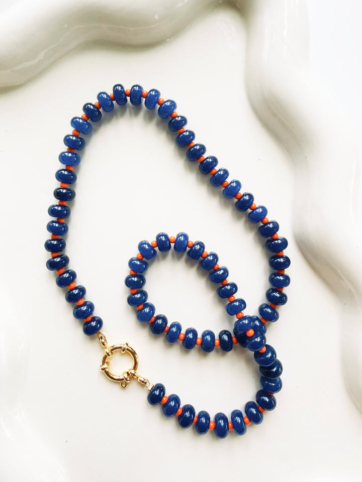 Navy + Orange Necklaces, Game Day
