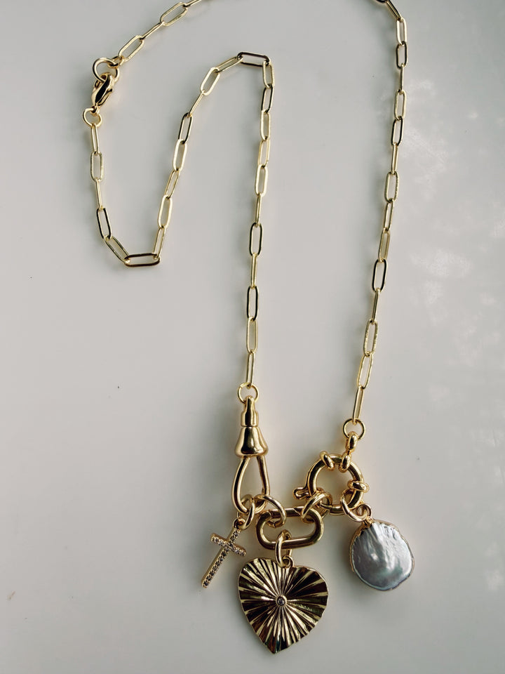 Clasped Charm Necklace, Sweater Weather