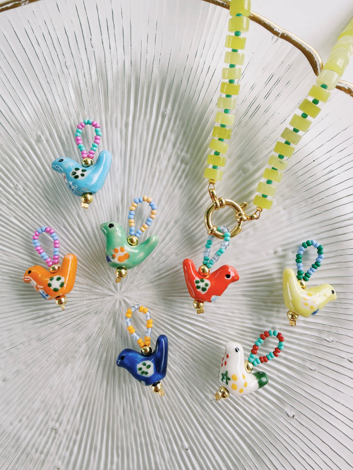 Beaded Bird Charm, Bead Girl Summer