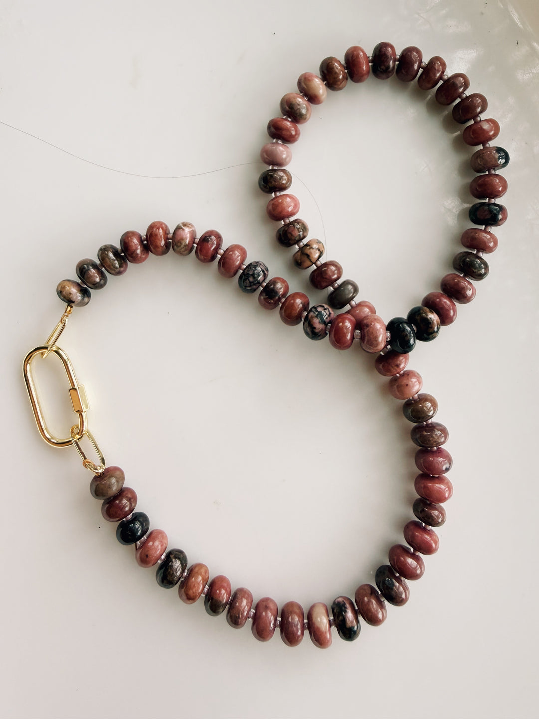 Dusty Rose Gemstone Necklace, Sweater Weather