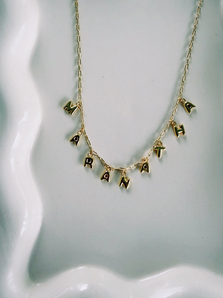 Custom Bubble Letter Necklace, Charm Society