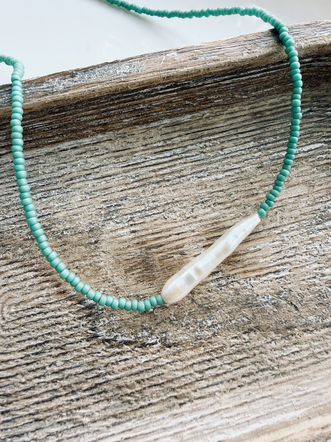 Pearl Seed Bead Necklace, Sweater Weather