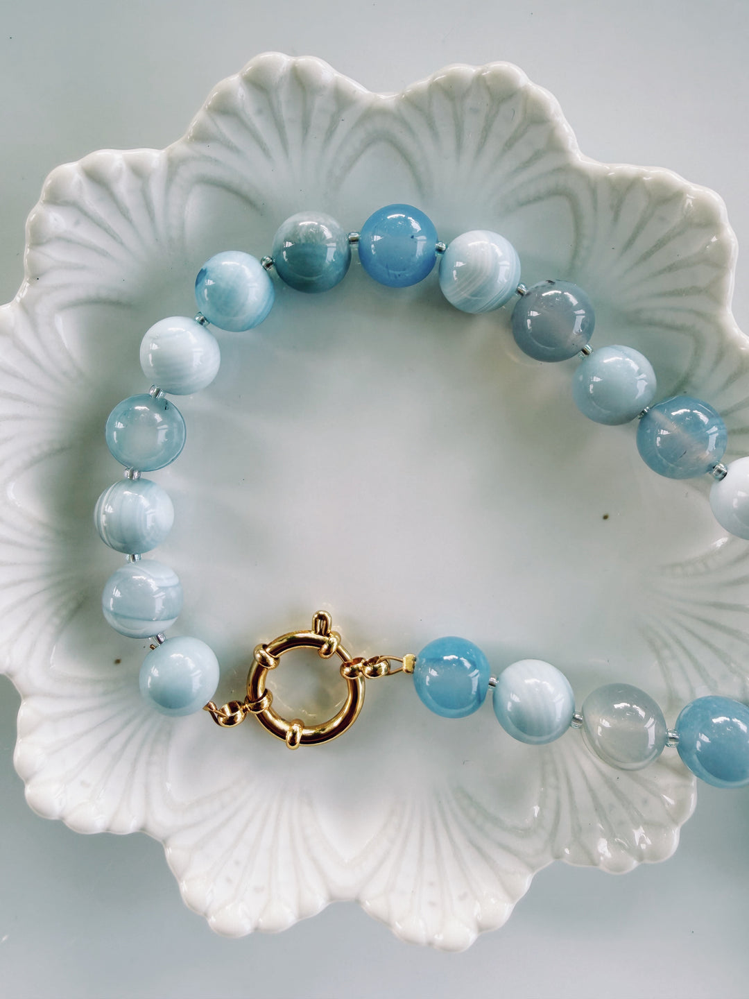 Chambray Stone Necklace, Vintage Flora