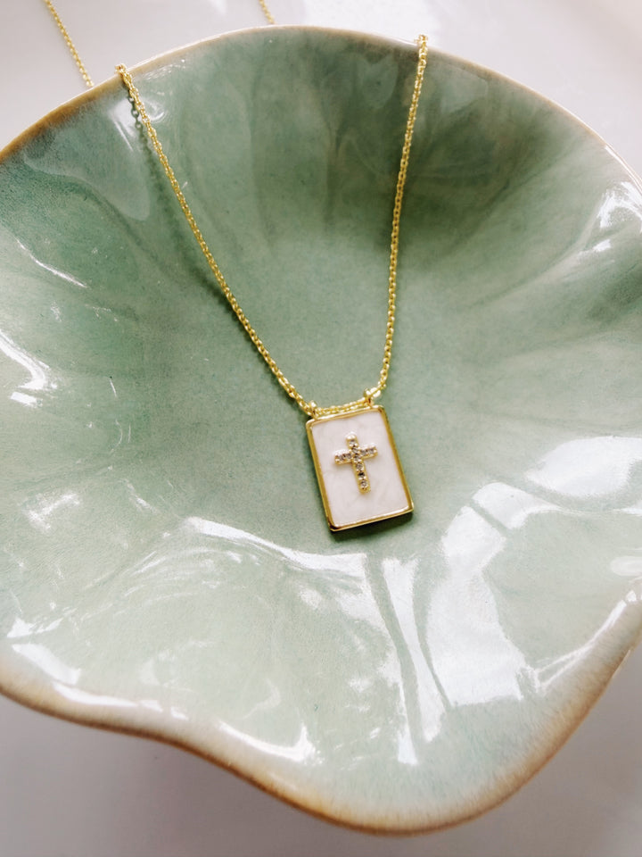 Enamel Cross Necklace, Daily Grace