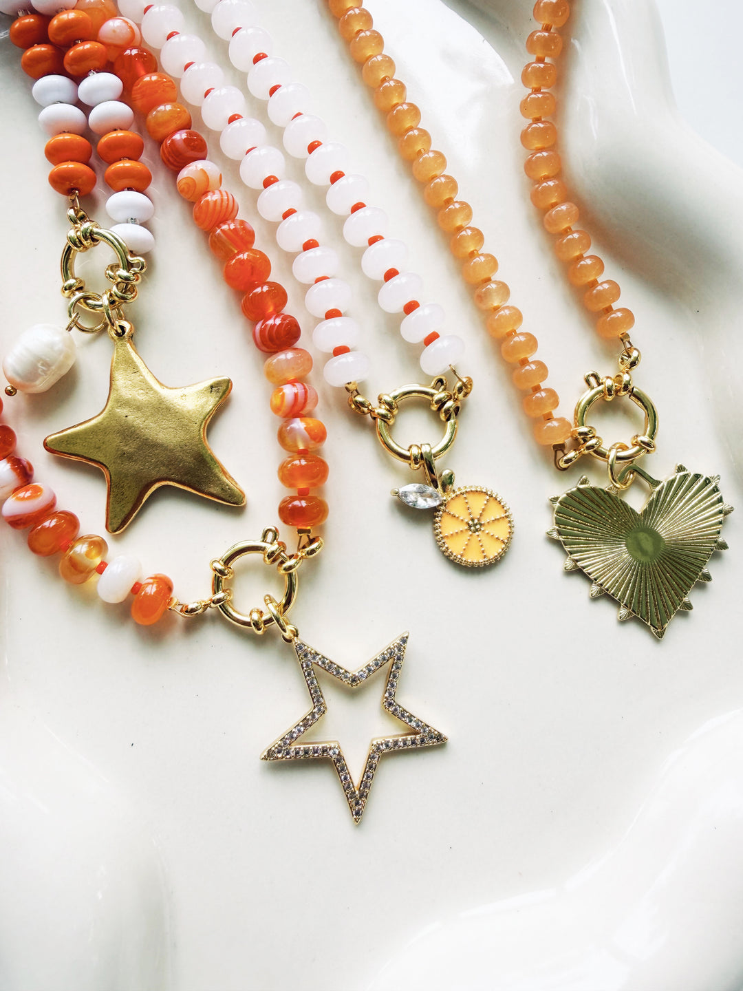 Orange + White Necklaces, Game Day