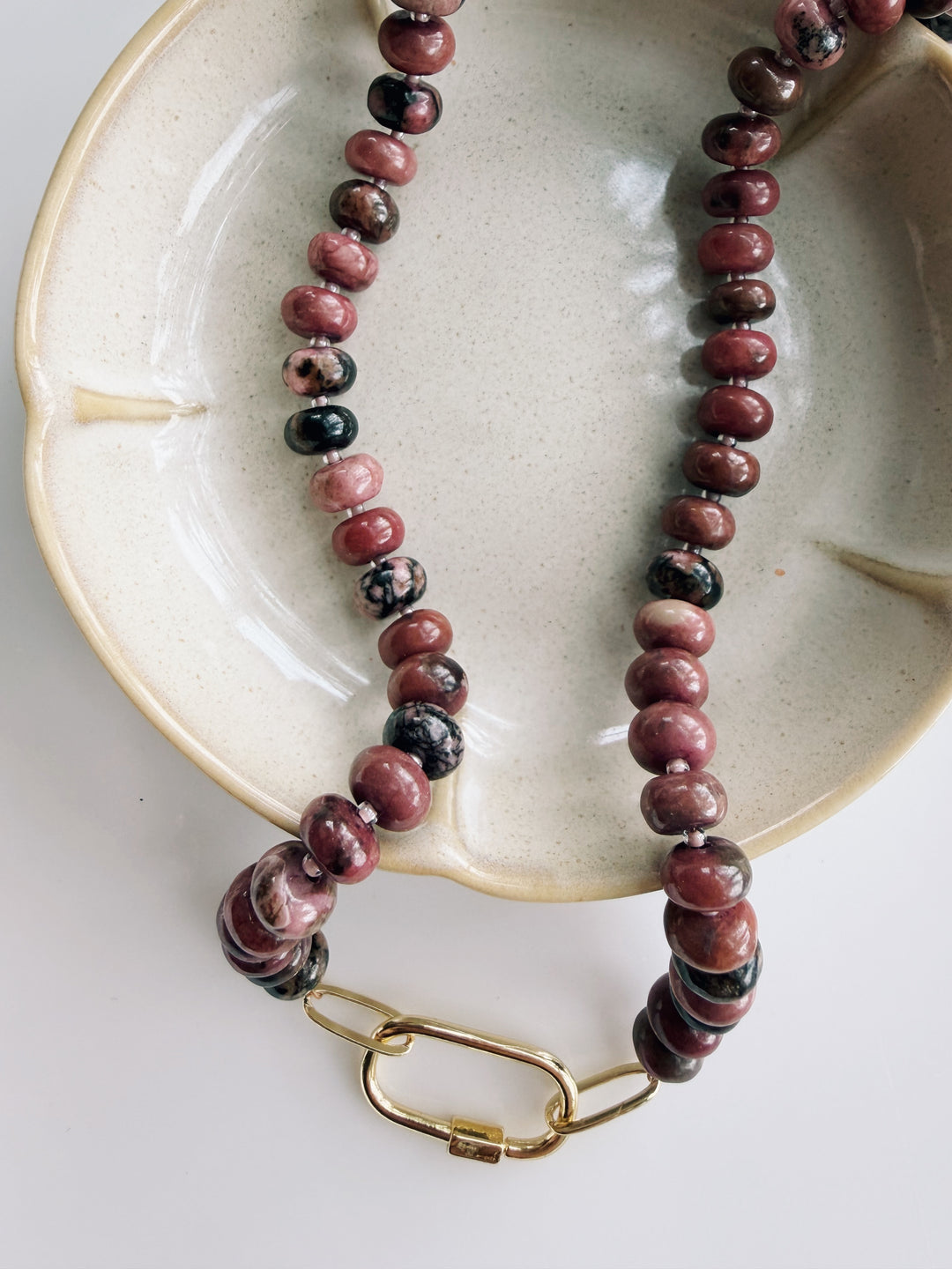 Dusty Rose Gemstone Necklace, Sweater Weather
