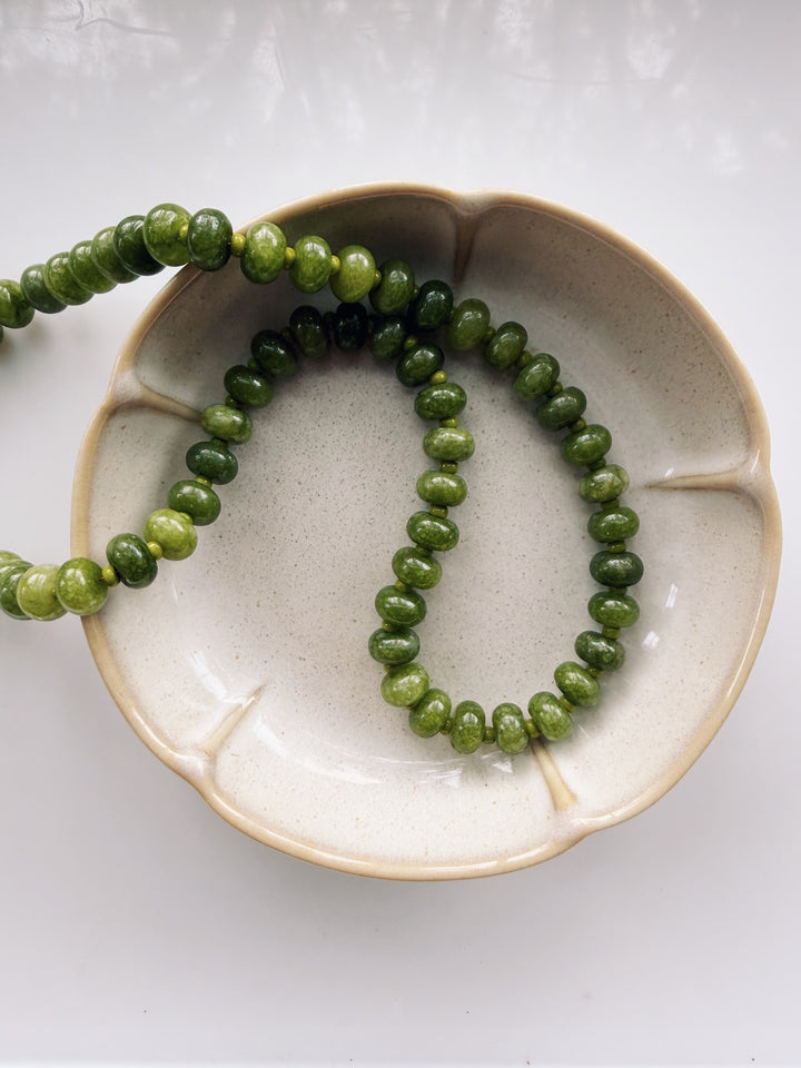Olive Gemstone Necklace, Sweater Weather