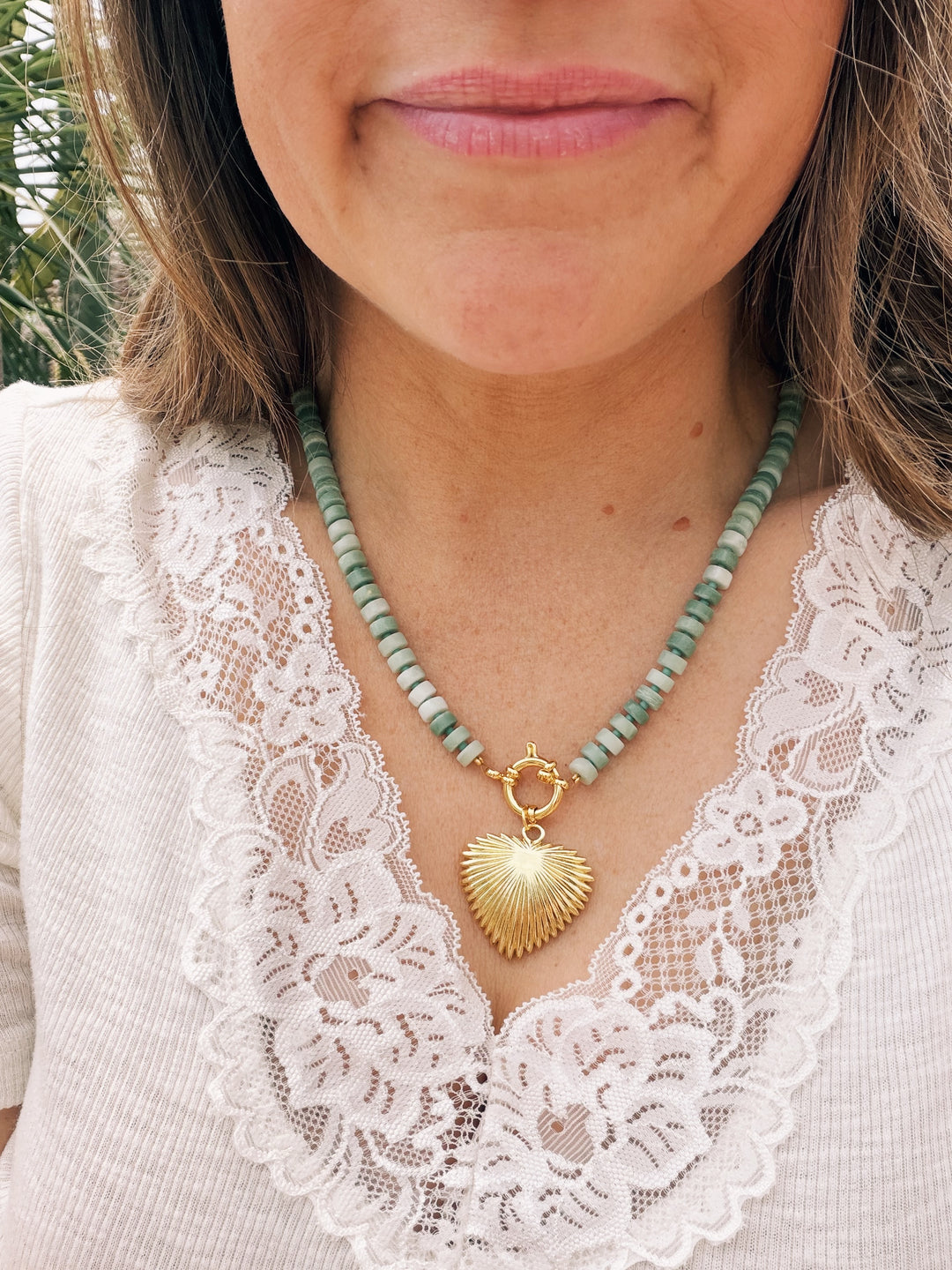 Matte Aqua Heart Necklace, Birthday Collection