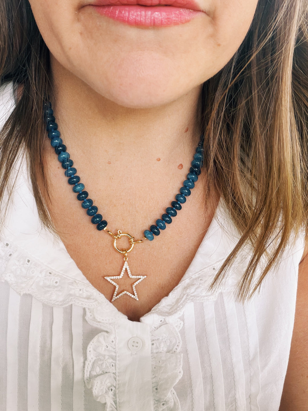 Ocean Blue Stone Necklace, America 250