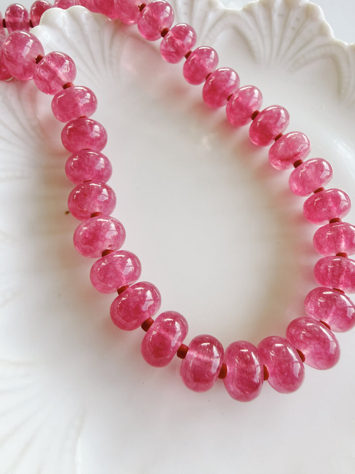 Rose Jade Gemstone Necklace