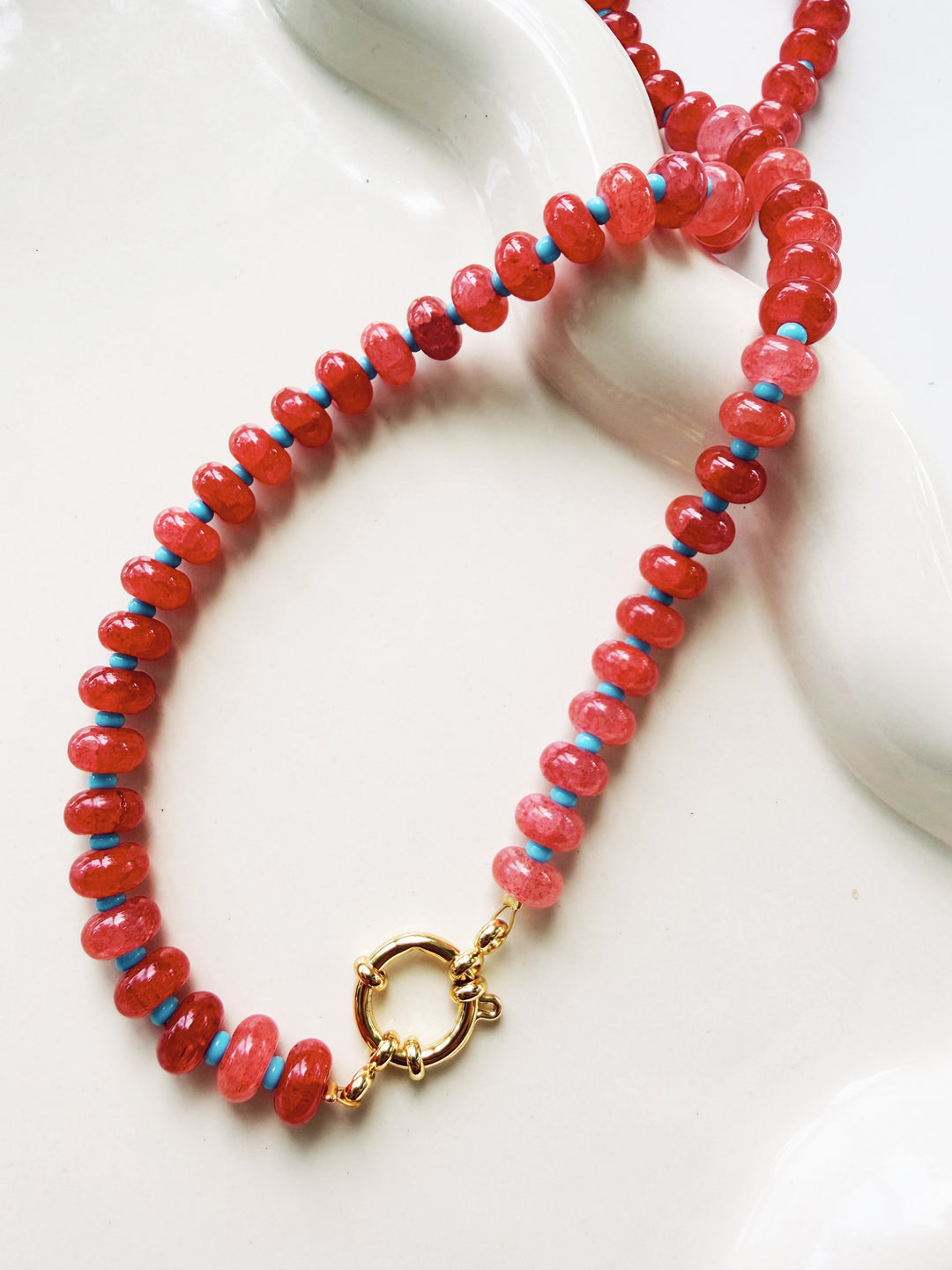 Red + Light Blue Necklaces, Game Day