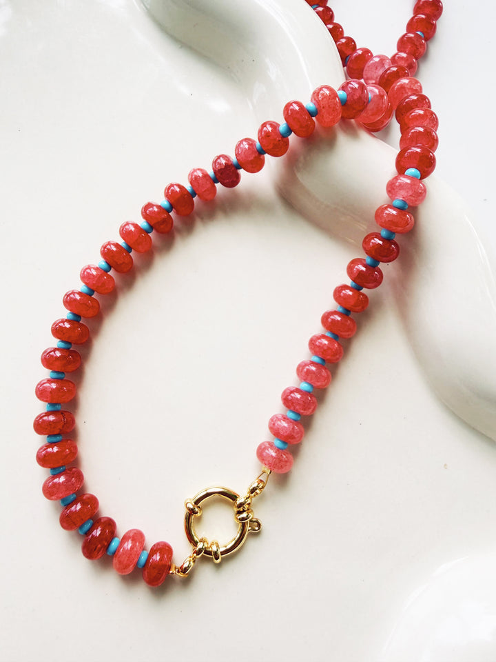 Red + Light Blue Necklaces, Game Day