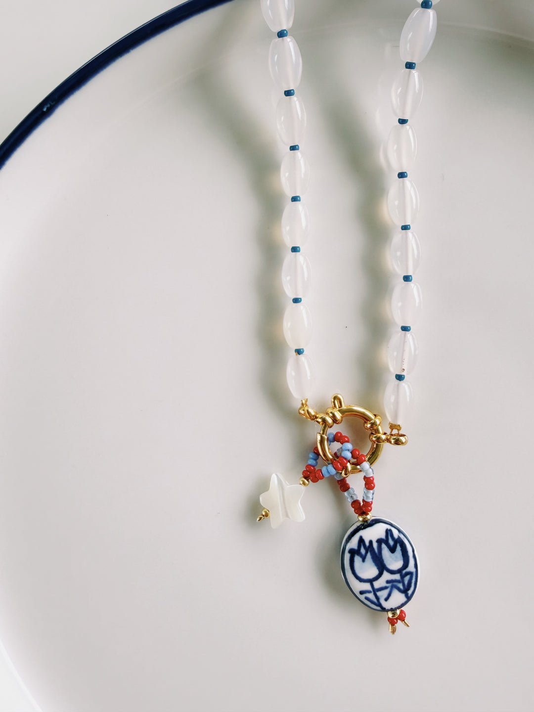 Beaded Blue & White Charms, Bead Girl Summer