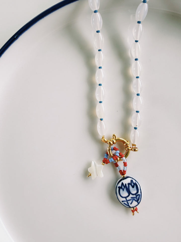 Beaded Blue & White Charms, Bead Girl Summer